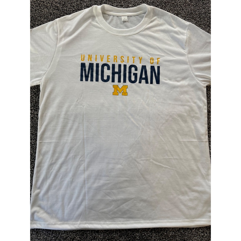 University of Michigan Wolverines T-Shirt White Graphic Tee Mens Large L